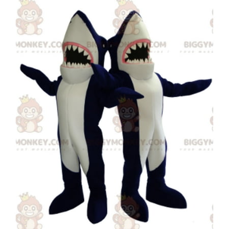 2 BIGGYMONKEY™s mascot giant blue and white sharks