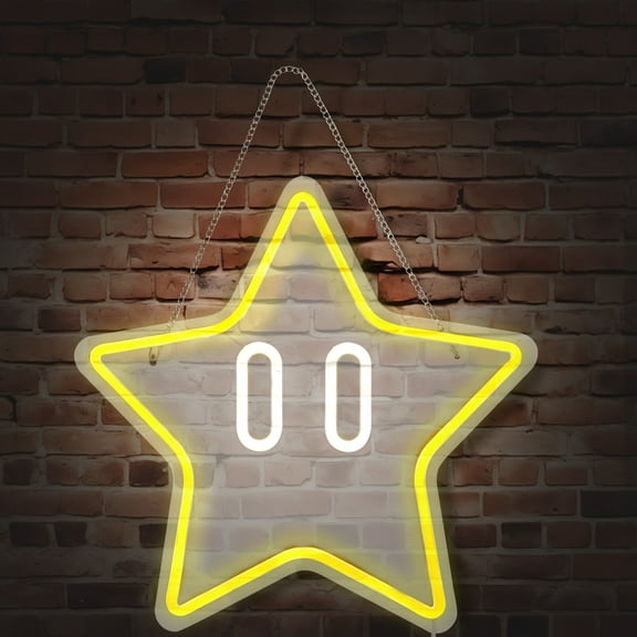 Star Neon Sign Dimmable Star Neon Light USB Powered Neon LED Sign Practical Game Room Neon Sign Decorative Light up Sign Easy Hanging Gaming Neon Sign for Men Boys Gamers