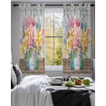 thumbnail image 3 of Watercolor Floral Sheer Curtains 39 Inch Length 2 Panels Set for Living Room/Bedroom, Spring Botanical Flowers Leaves Wood Grain Kitchen Curtains Grommet Curtains Window Treatments 27.5"x39"x2, 3 of 7