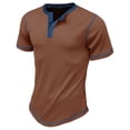 thumbnail image 4 of CHGBMOK Mens Henley Shirts Short Sleeve Button Neck T-Shirt Trendy Casual Pullover Shirts Solid Soft Stretch Tees Tops, 4 of 6