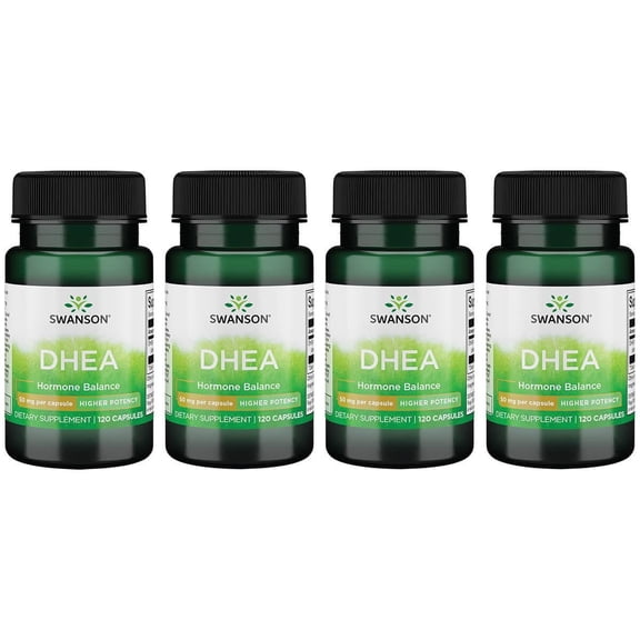 Swanson DHEA - Natural Supplement to Support Healthy Aging - Supports Hormone Balance and Immune Support - Helps Maintain Energy and Drive - (120 Capsules, 50mg Each) 4 Pack