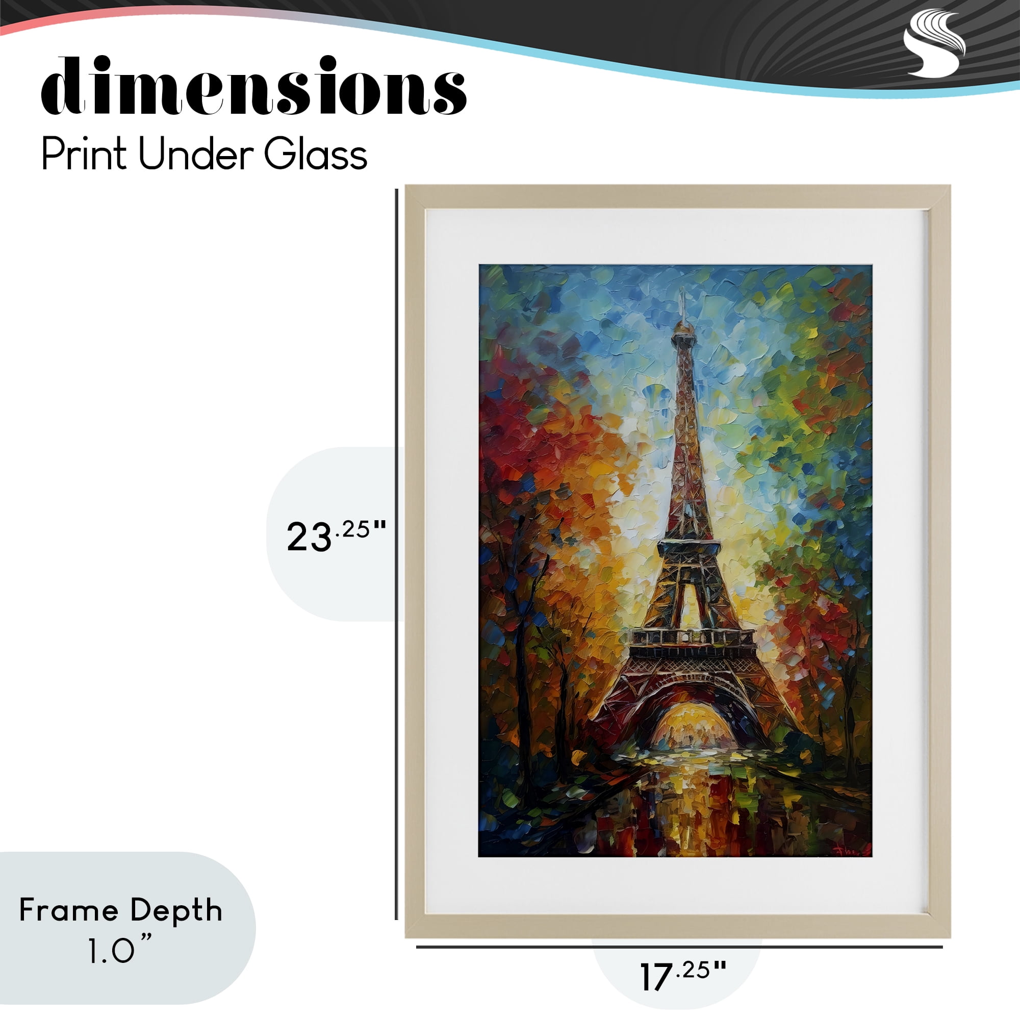 Stupell Industries Colorful Reflection at Eiffel Tower Birch Framed Print Under Glass, design by Creative Studio