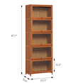 thumbnail image 2 of MoNiBloom Bamboo Tall 5 Tiers Bookcase, Free Standing Shelf with Acrylic Door, Brown, for Living Room, 2 of 10