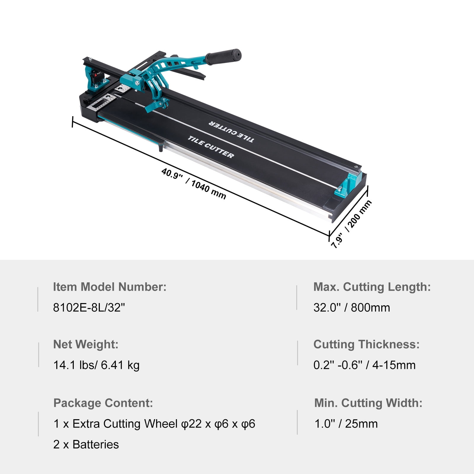 KFFKFF Manual Tile Cutter Cutting Machine 32" with Infrared for Porcelain Ceramic