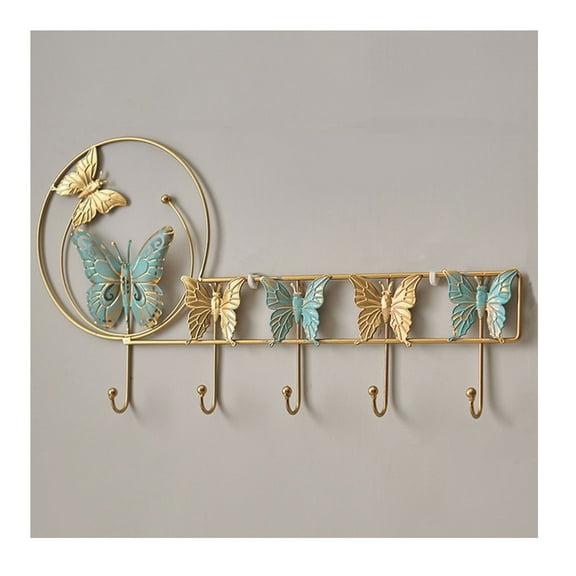 Clothes Storage Hook, Wall Mounted Nordic Metal Coat Hooks with 5 Hooks for Entryway Hallway Bedroom Living Room