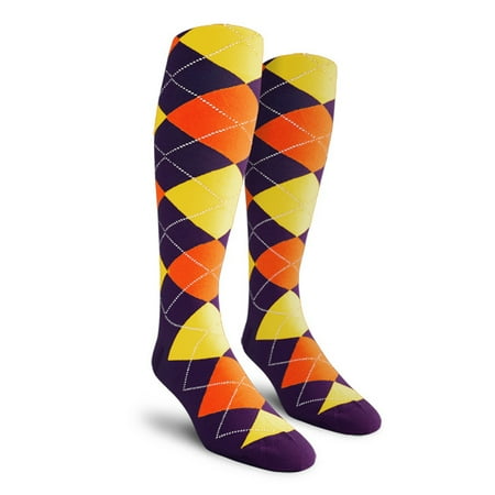 

Golf Knickers Colorful Knee High Argyle Cotton Socks For Men Women and Youth - IIII: Purple/Orange/Yellow - Youth