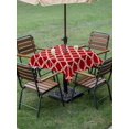 thumbnail image 4 of Outdoor Tablecloth with Umbrella Hole for Patio/Picnic/Party/Camping, Red Morocco Waterproof Table Cloth Square Cover Washable, Geometric Moroccan National Abstract Art (54"x 54"), 4 of 8