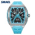 thumbnail image 2 of Men's Square Wrist Watch Silicone Sports Watch Waterproof Analog Digital Multifunction Clock, 2 of 6