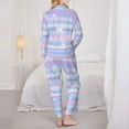 thumbnail image 6 of Goofa Striped Gradient Printed Women’s 2 Piece Pajama Set Super,Pajamas Women's Long Sleeve Sleepwear Soft Button Down Loungewear Pjs Lounge Set Nightwear-X-Large, 6 of 9