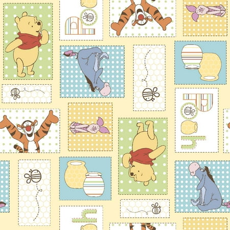 Disney Yard Art - Disney Pooh Bee Cuddly Patchwork Fabric by the Yard