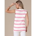 thumbnail image 3 of DARING DIVA Women's Crochet Tank Top Stripe Sleeveless Hollow Out Vest S Pink White, 3 of 6