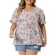 thumbnail image 1 of Blusas de verano casuales de talla grande para mujer Agnes Orinda, con cuello en V y mangas con volantes, 4X verde, 1 of 8