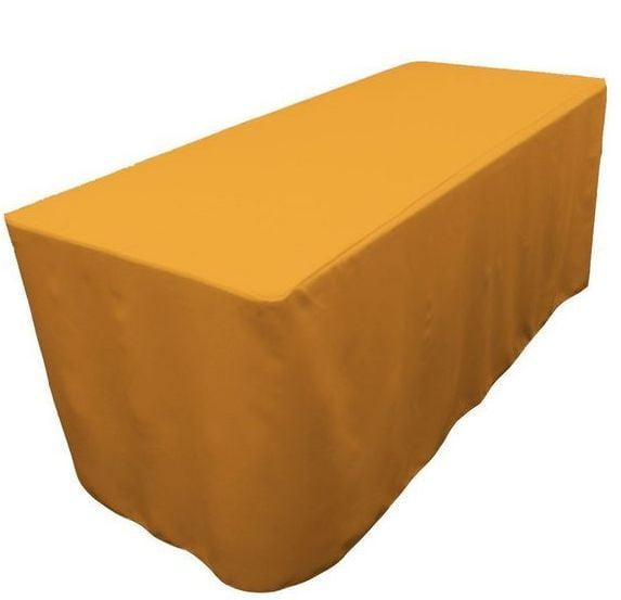 6' ft Fitted SLIT OPEN BACK Polyester Tablecloth Trade show Table Cover BLACK 