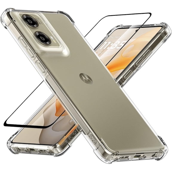 FZCB Moto G Stylus 5G 2024 Shockproof TPU Silicone Back Cover Cell Phone Case with Screen Protector for Motorola Moto G Stylus 5G 2024, Clear