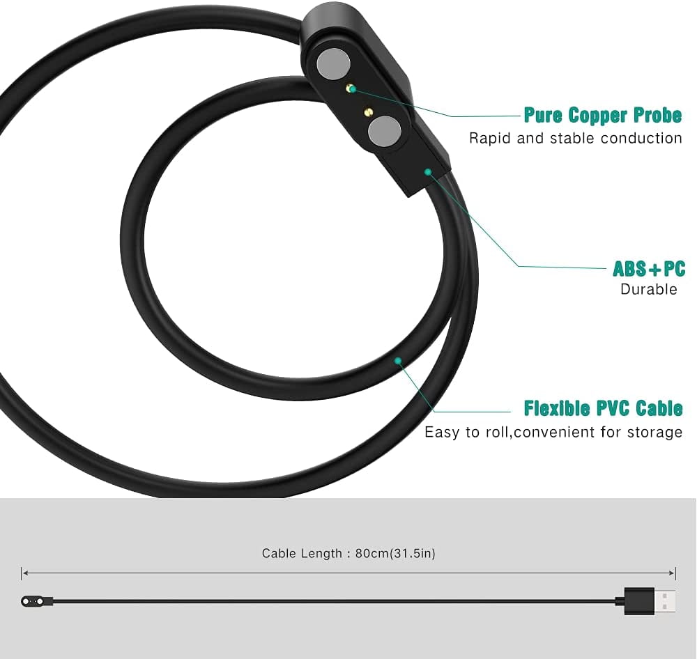 Portable Magnetic Smart Watch Charger USB Charging Cable Cord Replacement  for P22D Smartwatch only, A 2 Pin Magnetic Suction USB Charging Cable for  Smartwatch Black | Walmart Canada
