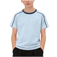 thumbnail image 2 of SROBPTY Teen Boys T-Shirts Solid Crew Neck Short Sleeve Breathable Soft Summer Tops for 4-16Y, 2 of 5