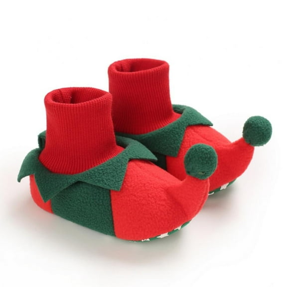 Infant Baby Slippers Girls Boys Booties Cute Christmas Elf Shoes Newborn Crib Shoes Baby Footwear Prewalkers