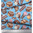 thumbnail image 2 of Soimoi Crepe Silk Fabric Cupcake,Donut & Cookies Food Printed Craft Fabric by The Yard 42 Inch Wide, 2 of 3