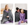 thumbnail image 3 of Heated Throw Blanket Fleece USB Electric Throw Blanket with Zipper, Adjustable 3 Levels Temperature, Wearable Throw Poncho Wrap for Shoulder Neck 59.1x 33.5" + Portable Charger Power Bank 10000mAh, 3 of 8