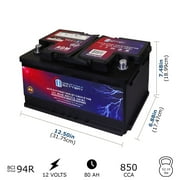 MM-H7 Start and Stop Car BCI Group Size 94R 12V 80AH, 140RC, 850 CCA Rechargeable AGM Car Battery