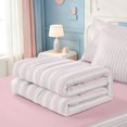 thumbnail image 5 of Erosebridal Geometric Lines Print Zipper Queen Comforter Set with Fitted Sheet and 2 Pillowcases,Abstract Striped Zipper Bedding Set,Pink Reversible,4 Pieces, 5 of 7