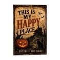 thumbnail image 2 of Vintage Halloween Garden Flag,This Is My Happy Place Double Sided Yard Flag,Pumpkin Black Cat Haunted Castle Bat Decorative Flag for Outdoor Porch Lawn,Waterproof Durable Farmhouse Halloween Decor, 2 of 6