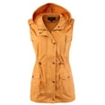 thumbnail image 1 of A2Y Women's Solid Drawstring Waist Military Hoodie Utility Vest Ash Mustard 1XL, 1 of 6