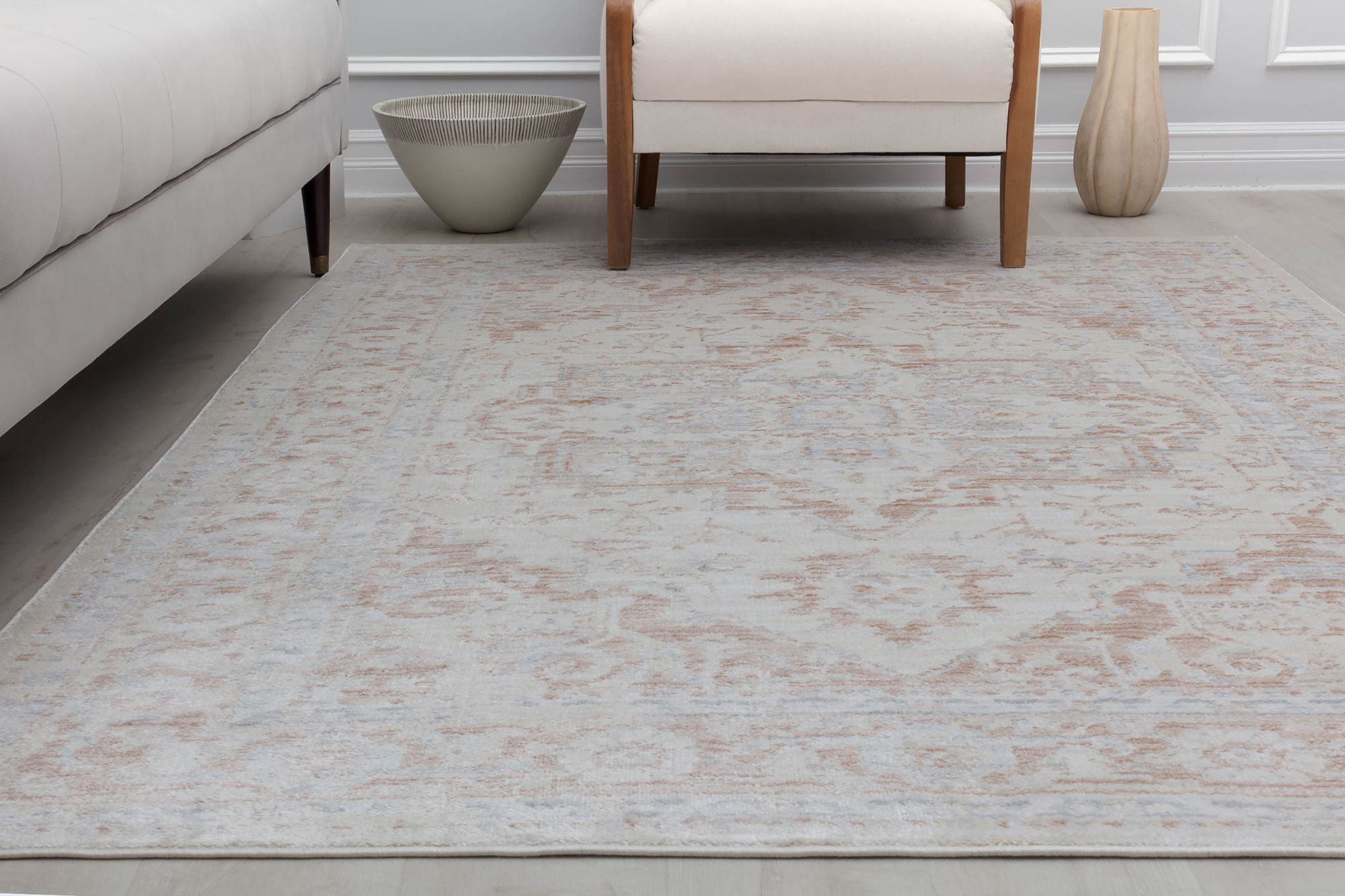 Rugs America Romeo JL10D White Blush Abstract Vintage White Area Rug, 2'6" x 4'