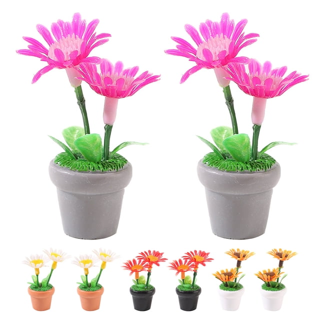 8 Pcs Plantes de Maison de Poupée Miniatures Bonsaï Mini Plantes en Pot Modèle Mini Ornement de Verdure