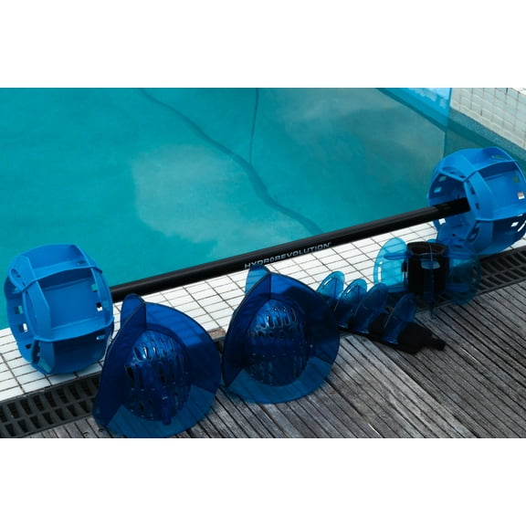 Hydrorevolution Ultimate Pool Exercise Bundle | High Resistance Water Weights | Water Exercise Equipment | Aqualogix Blue Bells, Fins & Aquastrength Barbell | Quick Start Guide