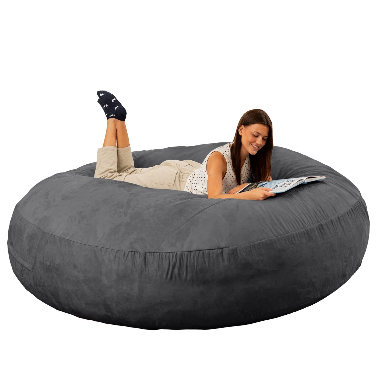 Jaxx 6-Foot Giant Bean Bag Chair, Convertible 2-in-1 Chair & Bed for Adults, Microsuede Black