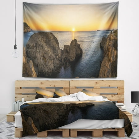 DESIGN ART Designart 'Ibiza Island Mediterranean Sunset' Landscape Wall Tapestry