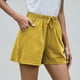 thumbnail image 4 of Pantalones cortos qucoqpe para mujer, informales, con cordón, cintura elástica, de algodón y bolsillos, 4 of 5