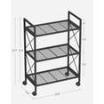 thumbnail image 2 of - Metal Storage Rack with Wheels Mesh Shelving Unit with X Side Frames .- Width for Entryway Kitchen Living Room Bathroom Industrial Style UBSCB, 2 of 8