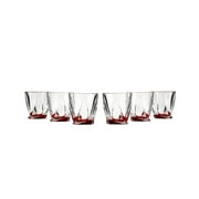 Crystalite Quadro Collection Modern Crystal Hand-Crafted Decorative Tumblers Set - 11 Oz Tumblers, Red, Set Of 6