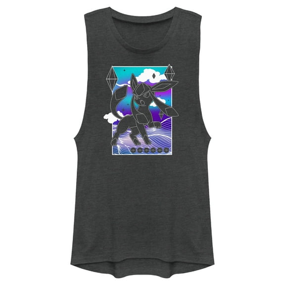 Junior's Pokemon Glaceon Neon Light Festival Muscle Graphic T-Shirt