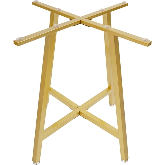 Modern Dining Table Base, Heavy Duty Metal Coffee Table Base for Glass, Wood, or Marble Top, Gold X-Shaped Desk Base with Suction Cups, Stable Iron Table Frame for Home, Office, or Restaurant