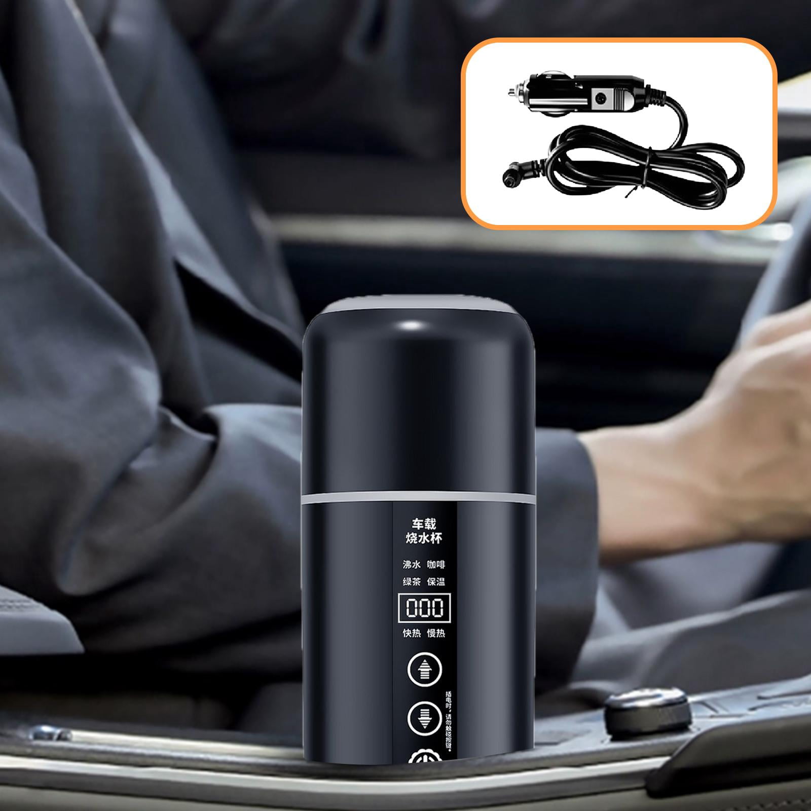 Fiocias 12V 24V Car Kettle Boiler Car Heated Mug Portable Travel Electric Kettle Heating black