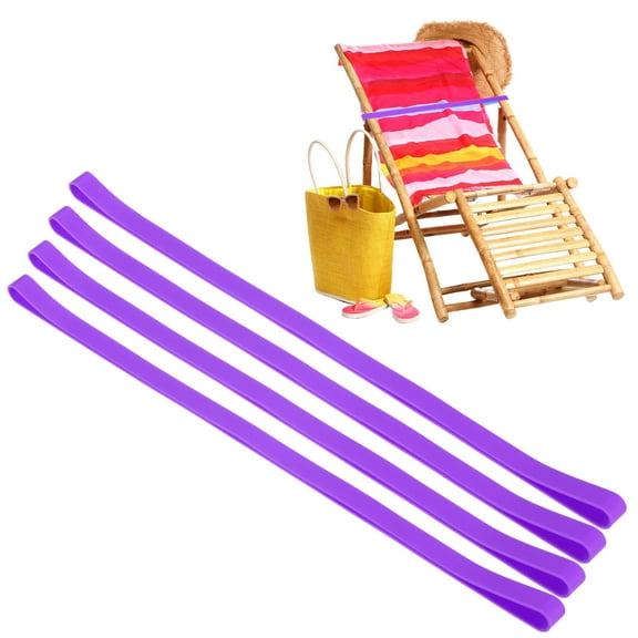 Uxcell 4-Pack Towel Bands for Beach Chairs, Reusable Beach Towel Clips Elastic Windproof Strap Holder for Cruise Ship/Pool Chairs/Vacation Essentials/Christmas Gifts[Purple]
