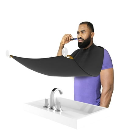 Beard Bib Beard Cape - Beard Hair Catcher Beard Apron for Men Shaving and Trimming with 2 Suction Cups, Adjustable Neck Straps Hair Clippings Catcher, Grooming Cape Apron for Men Beard & Mustache (Best Razor For Trimming Beard)