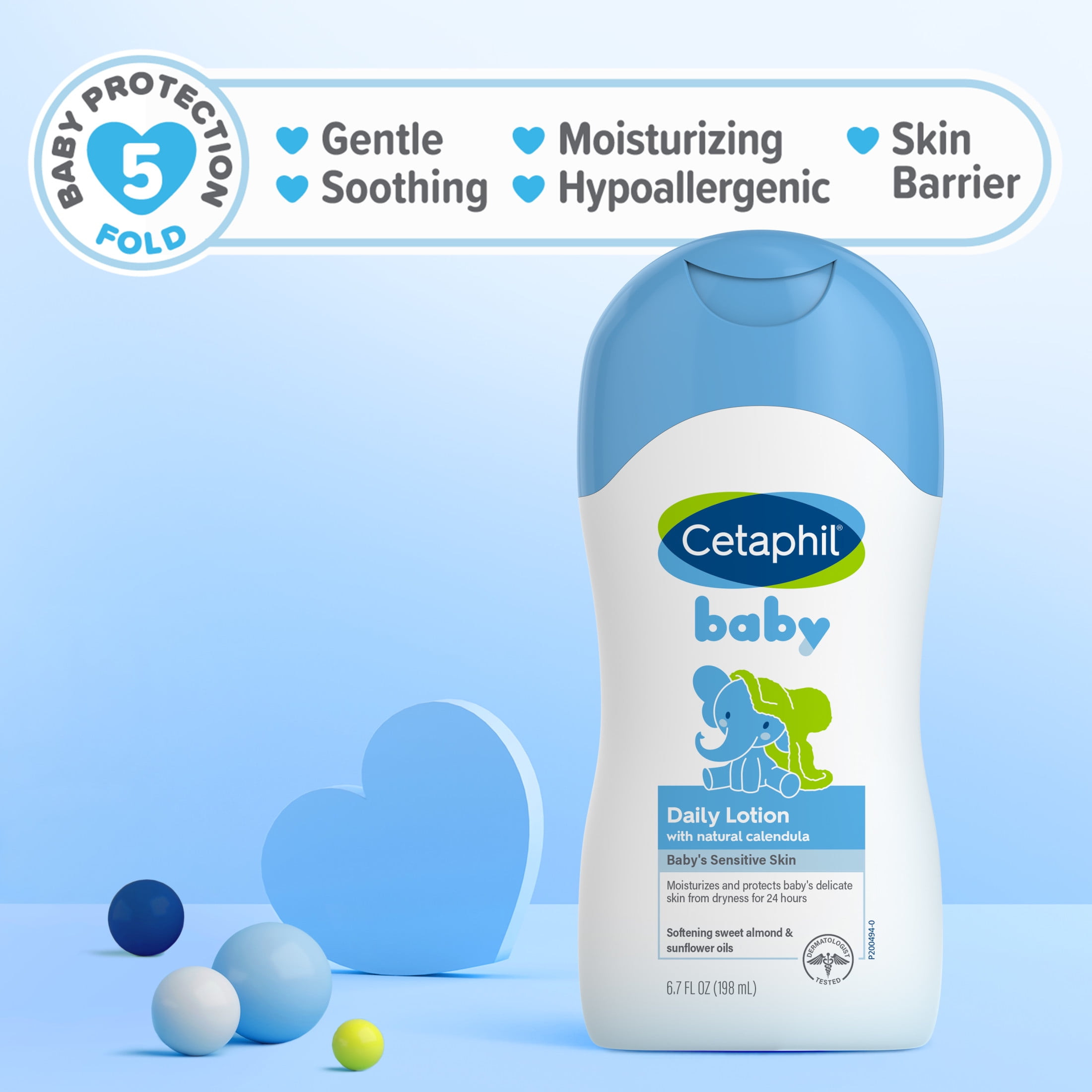 Cetaphil Baby Daily Lotion with Organic Calendula, Sweet Almond & Sunflower Oil, 6.7 fl oz