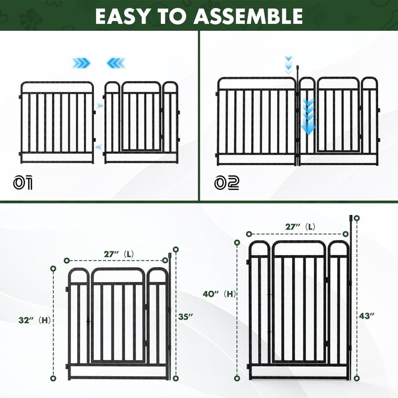 Petorldog Dog Playpen 32” Height 8 Panels dog Fence,Thickened Portable Pet Pen with Handle & Strap, Easy Install Curved Panel Design for Indoor & Outdoor Use