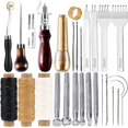 thumbnail image 1 of Professional Leather Craft Tools Kit Hand Sewing Stitching Punch Carving Work Saddle Groover Set Accessories Diy Tool, 1 of 5