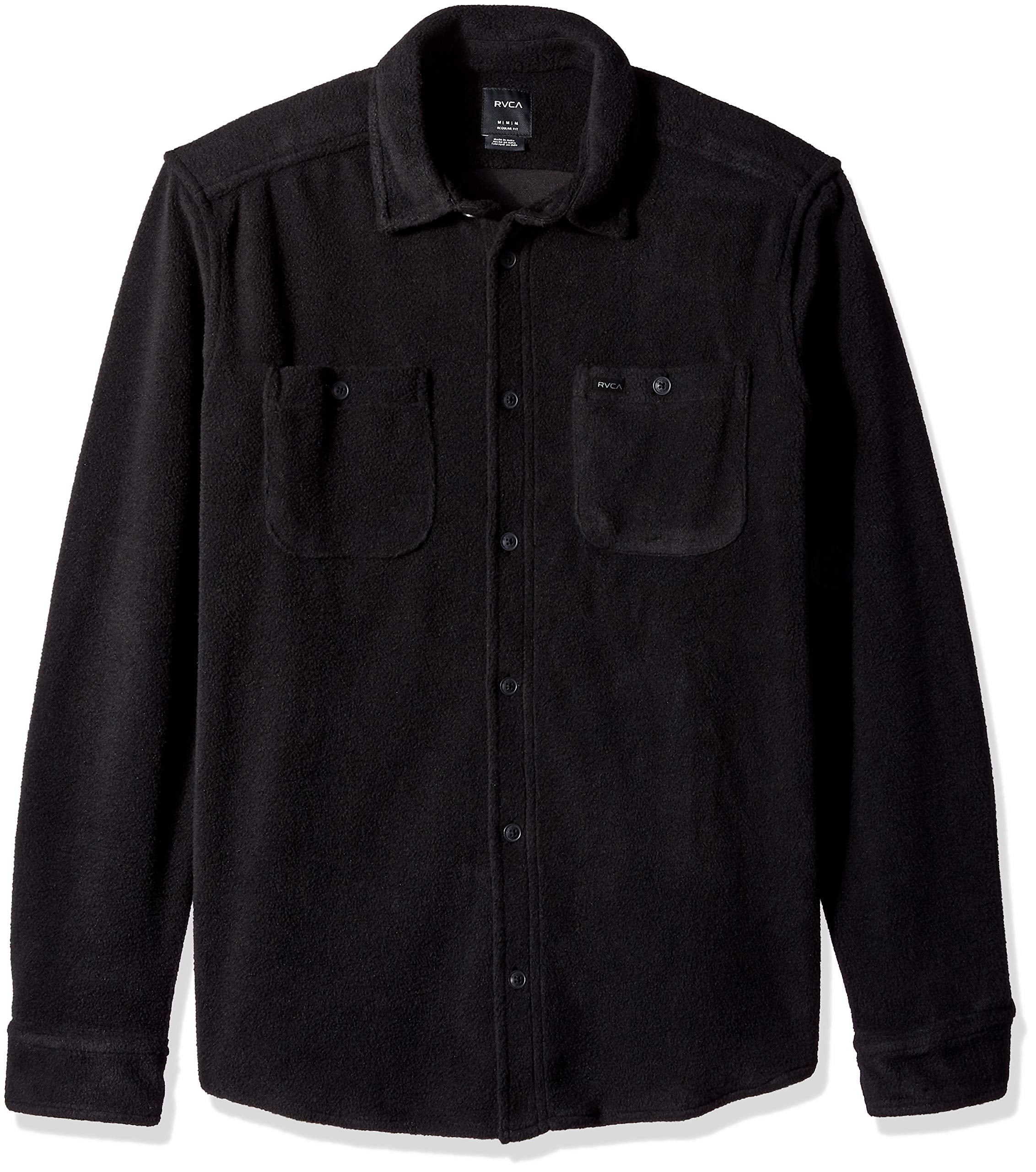 RVCA Casual Shirts Mens Shirt Jet Button Front Fleece DualPocket 2XL