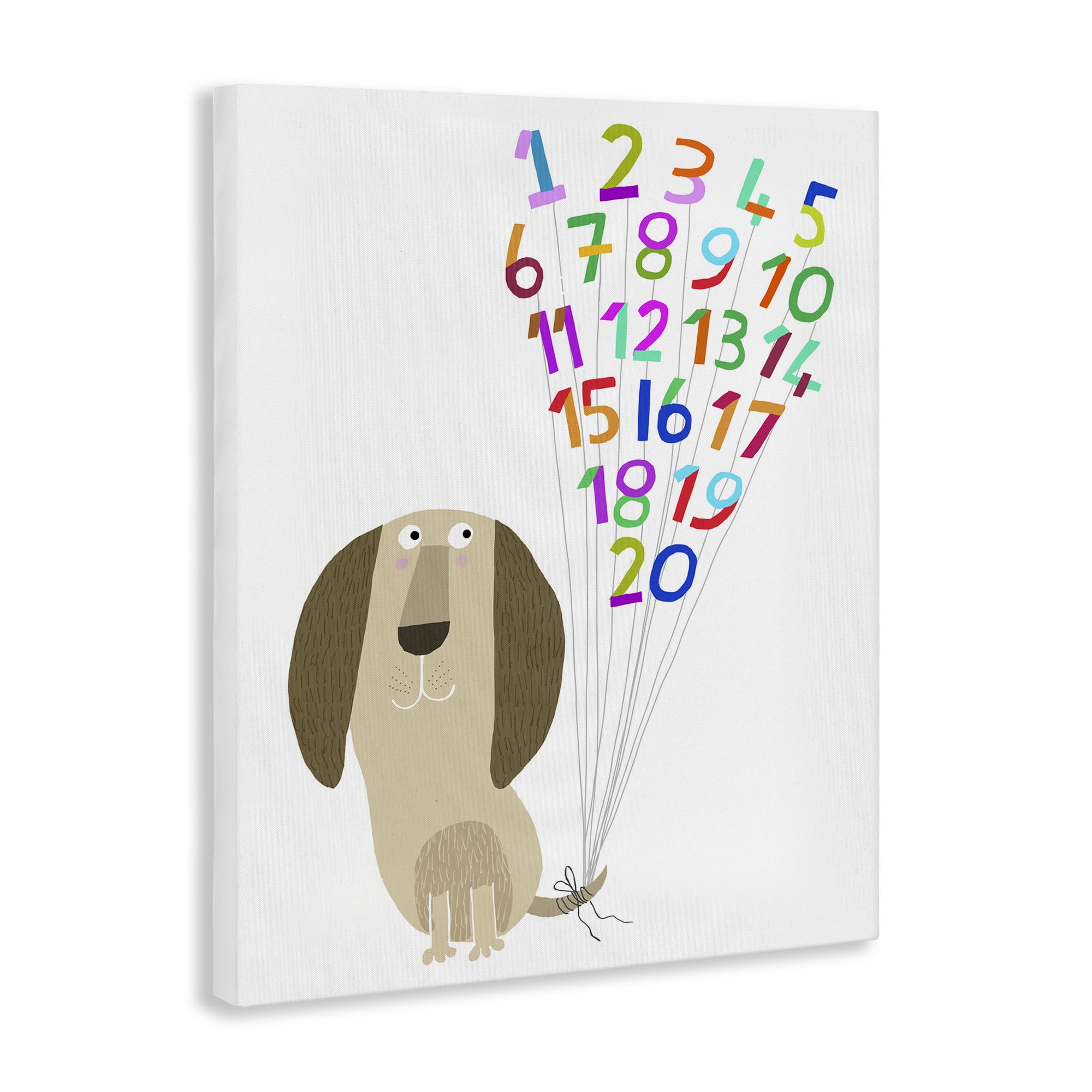 Stupell Industries Dog & Number Balloons Animals & Insects Painting Gallery Wrapped Canvas Art Print Wall Art, 36 x 48
