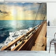 thumbnail image 1 of Ambesonne Nautical Shower Curtain, Yacht on Sea Sunset, 69"Wx84"L, Multicolor, 1 of 3