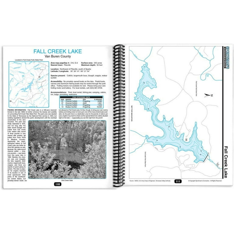 Middle Tennessee Fishing Map Guide Book by Sportsman's Connection