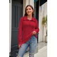 thumbnail image 5 of NAYTOAO Women Ruffle Collar Polo Knit Sweater Long Sleeve Button Pullover, 5 of 7