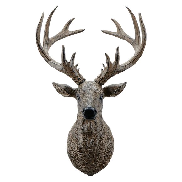 3D Deer Head Antlers Statue Wall Ornament Decor Brown