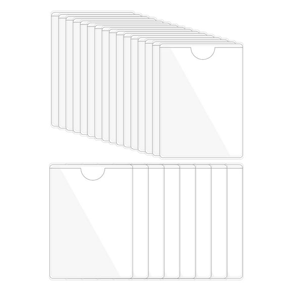 Uxcell 24Pcs 4.7x3.3" Self Adhesive Index Card Pockets with Top Open for Loading, Clear